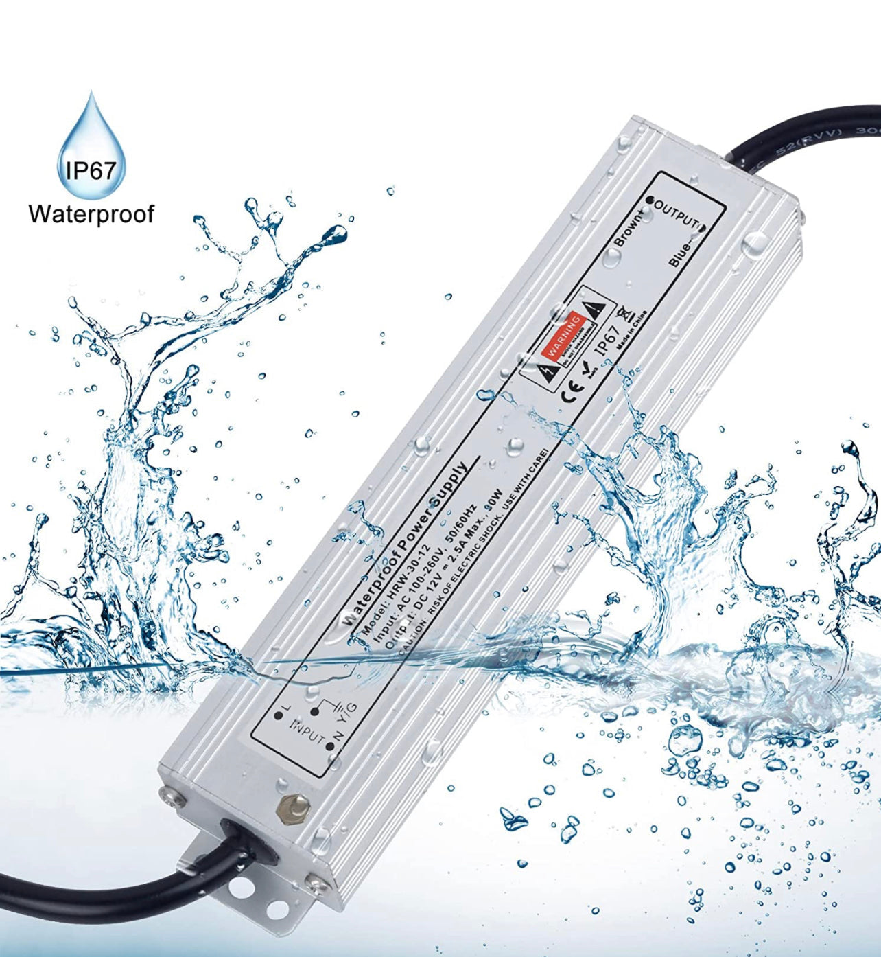 Transformateur 220v 12v Etanche 30w IP67 Extérieur